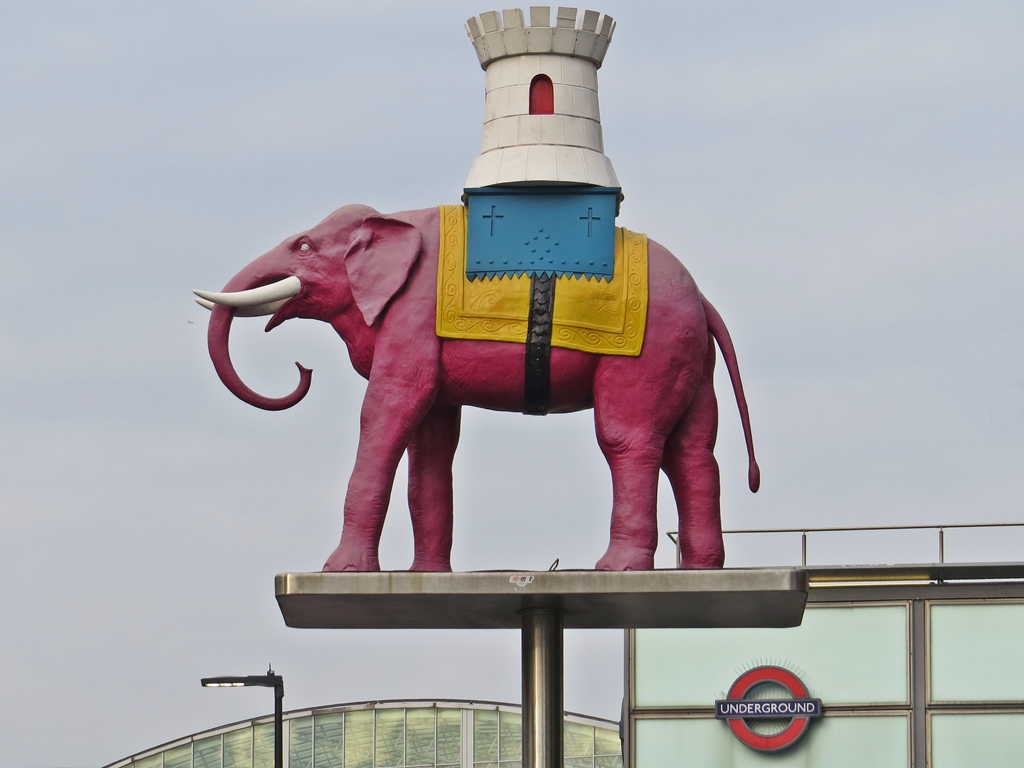 Picture of Elephant and Castle along the route of London's Lost River Neckinger through the heart of the Borough of Southwark