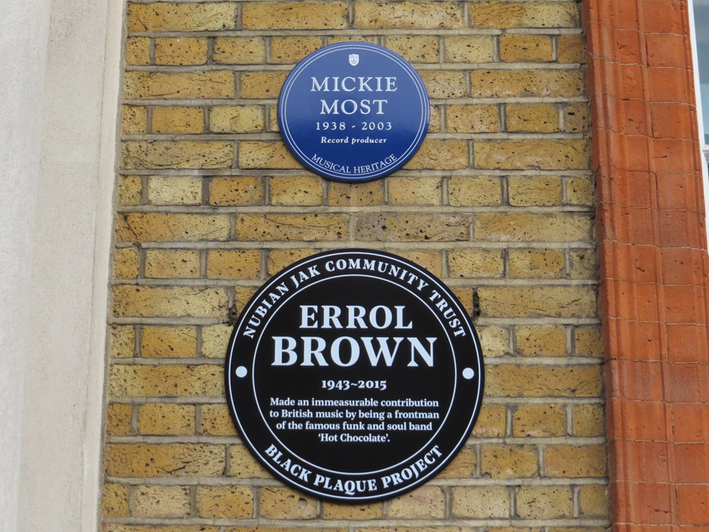 Mickie Most and Errol Brown plaques at RAK Studios, Charlbert Street on Paul Talling's lost river walk of the River Tyburn